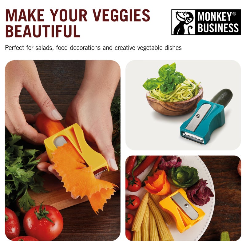 Monkey Business Julienne Peeler and Blade, Green and Turquoise - Image 4